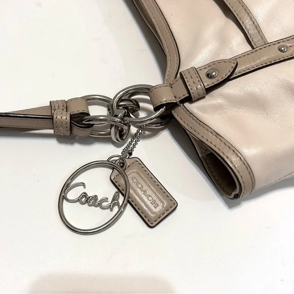 Coach Elegant Bone & Taupe Smooth Leather Shoulder Tote - Picture 6 of 12